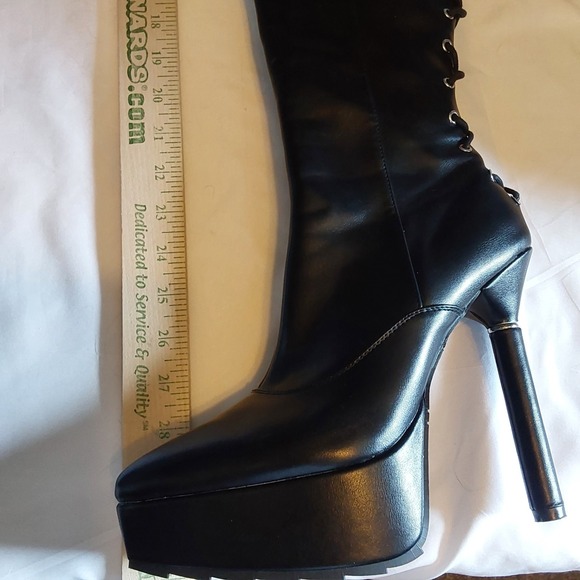 Lamoda Women's Thigh High Boots Size 7 Vegan Leather 5" Heel Platform Grunge - Picture 10 of 12